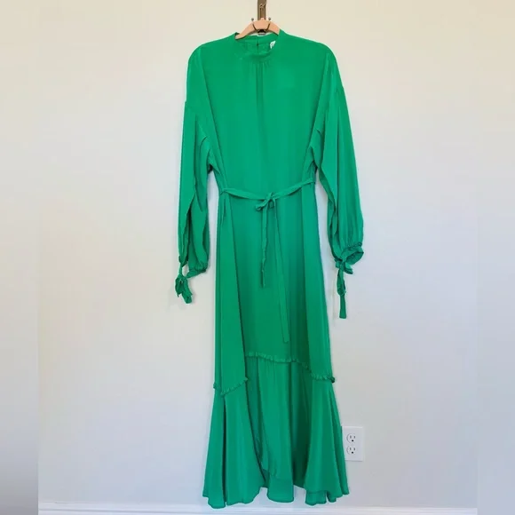 & Other Stories Fluid-Fit Wide Sleeve Organic Silk Maxi Dress - Picture 7 of 13